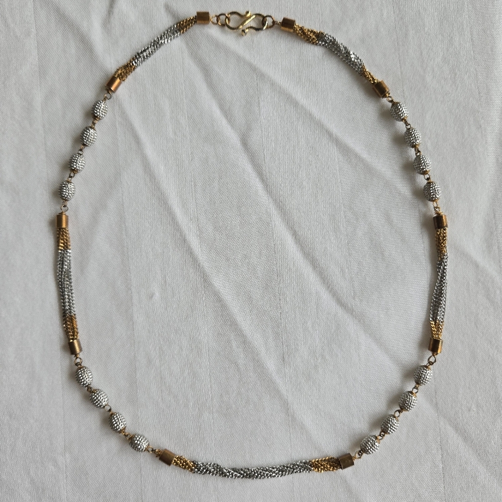 90s y2k 18" inch mixed metal bead rope style silver copper Necklace